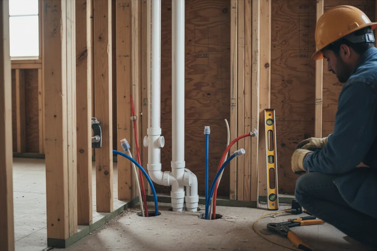 Drain and supply rough-in during Drain Cleaning in East Freedom